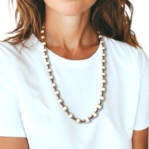 Vintage Sandra David necklace | signed vintage costume jewelry Square bead chain